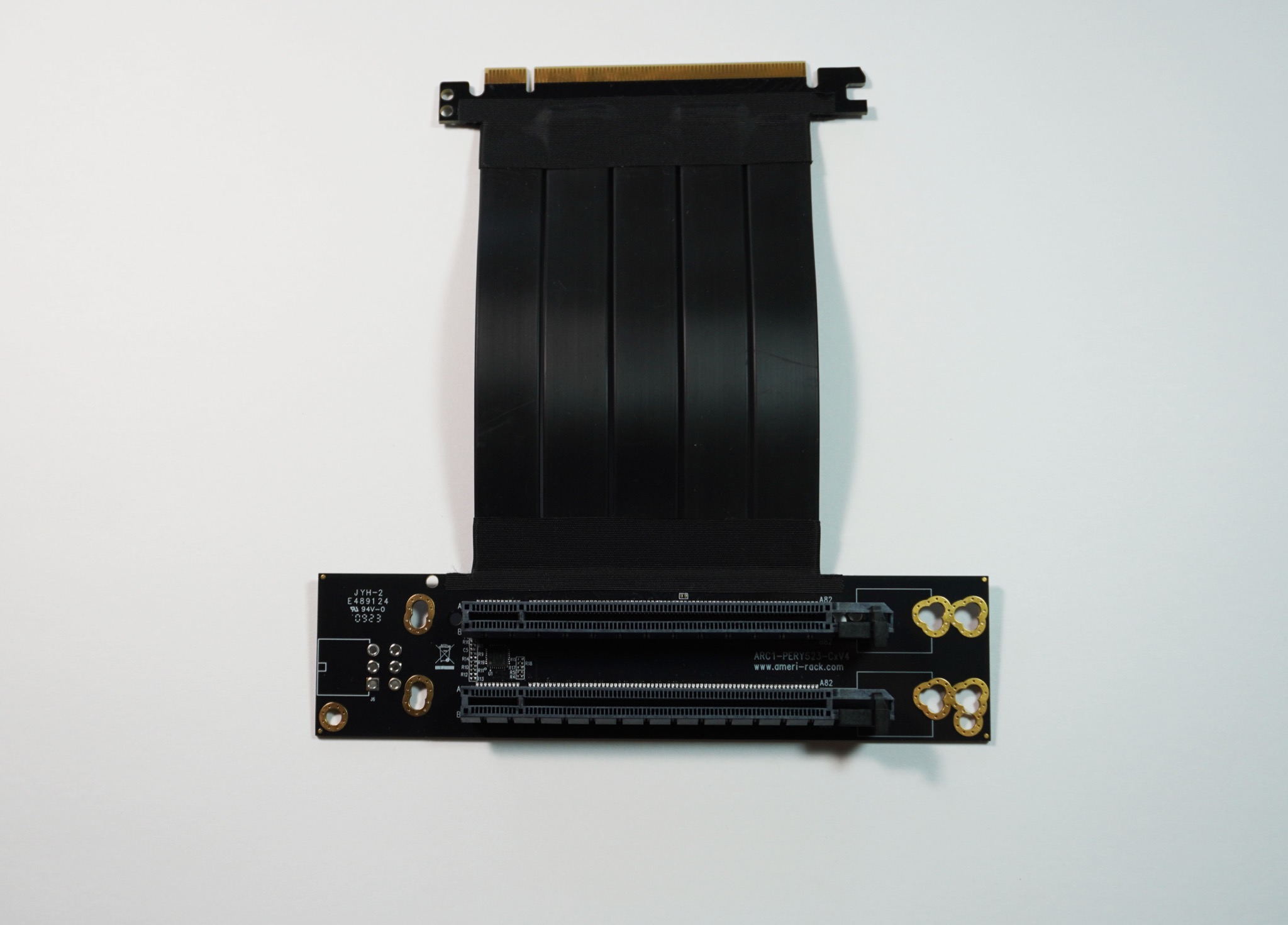 ARC1-PERY523P-Cx · PCIe x16 bifurcated flexible riser, right-angled, built-to-length ribbon