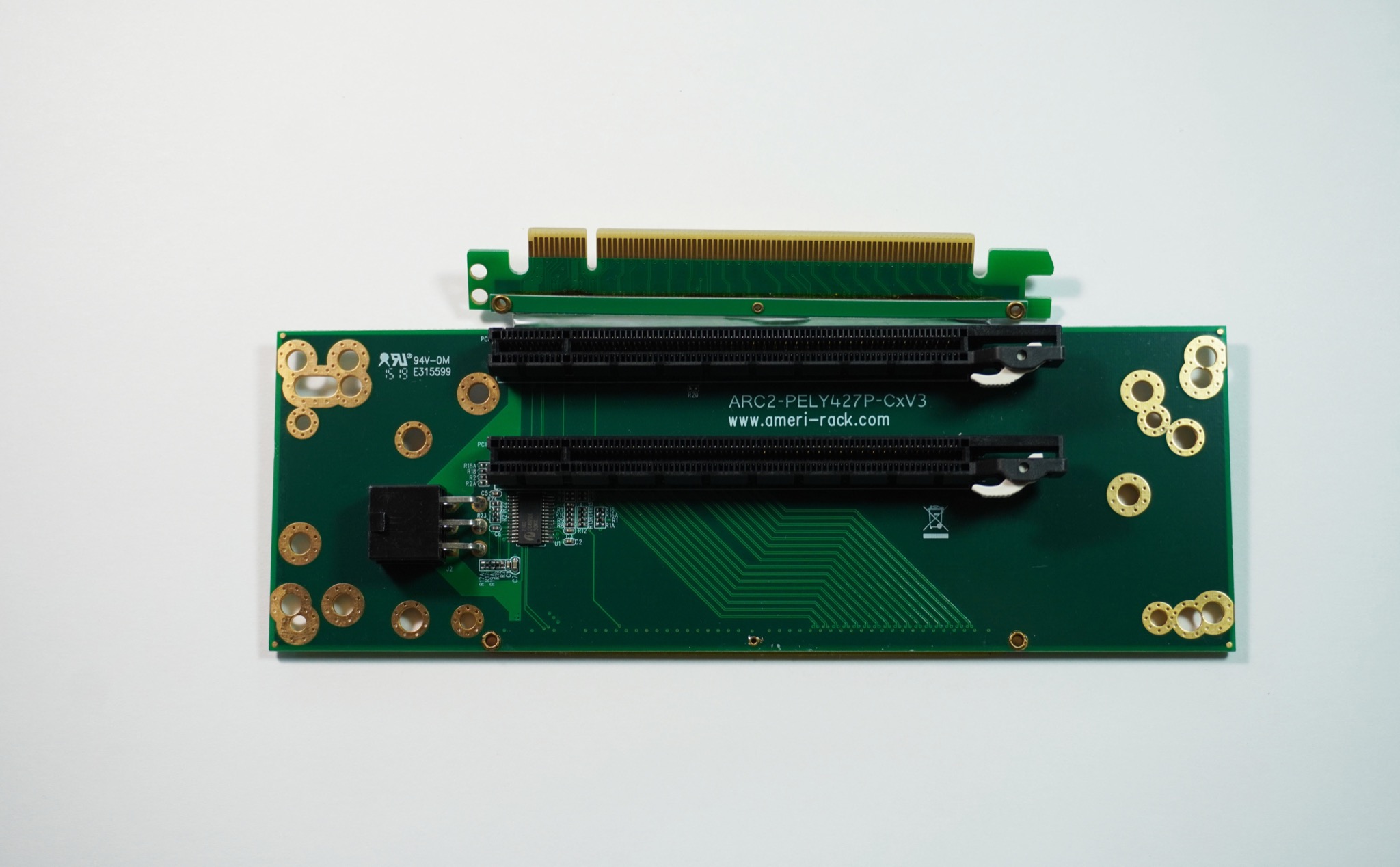 ARC2-PELY427P-C5V3 · 2U PCIe x16 bifurcated flexible riser, 5 cm ribbon