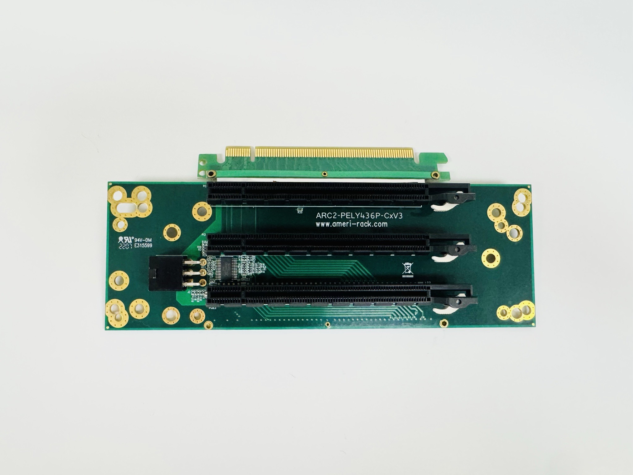 ARC2-PELY436P-C5V3 · 2U PCIe x16 trifurcated flexible riser, 5 cm ribbon